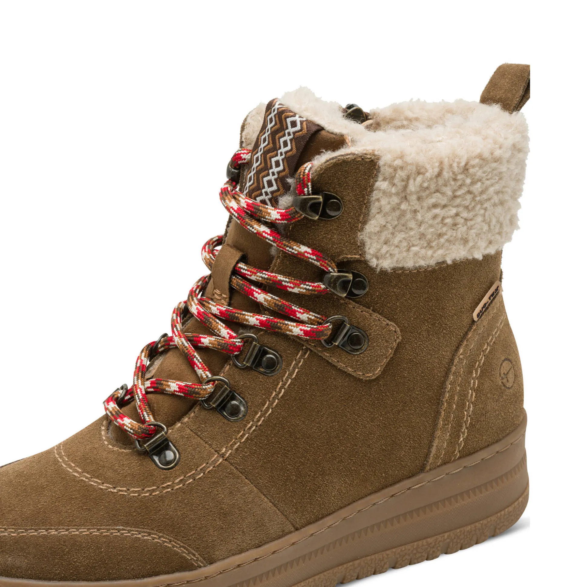Leren boots met veters en comfortbreedte, karamelkleur