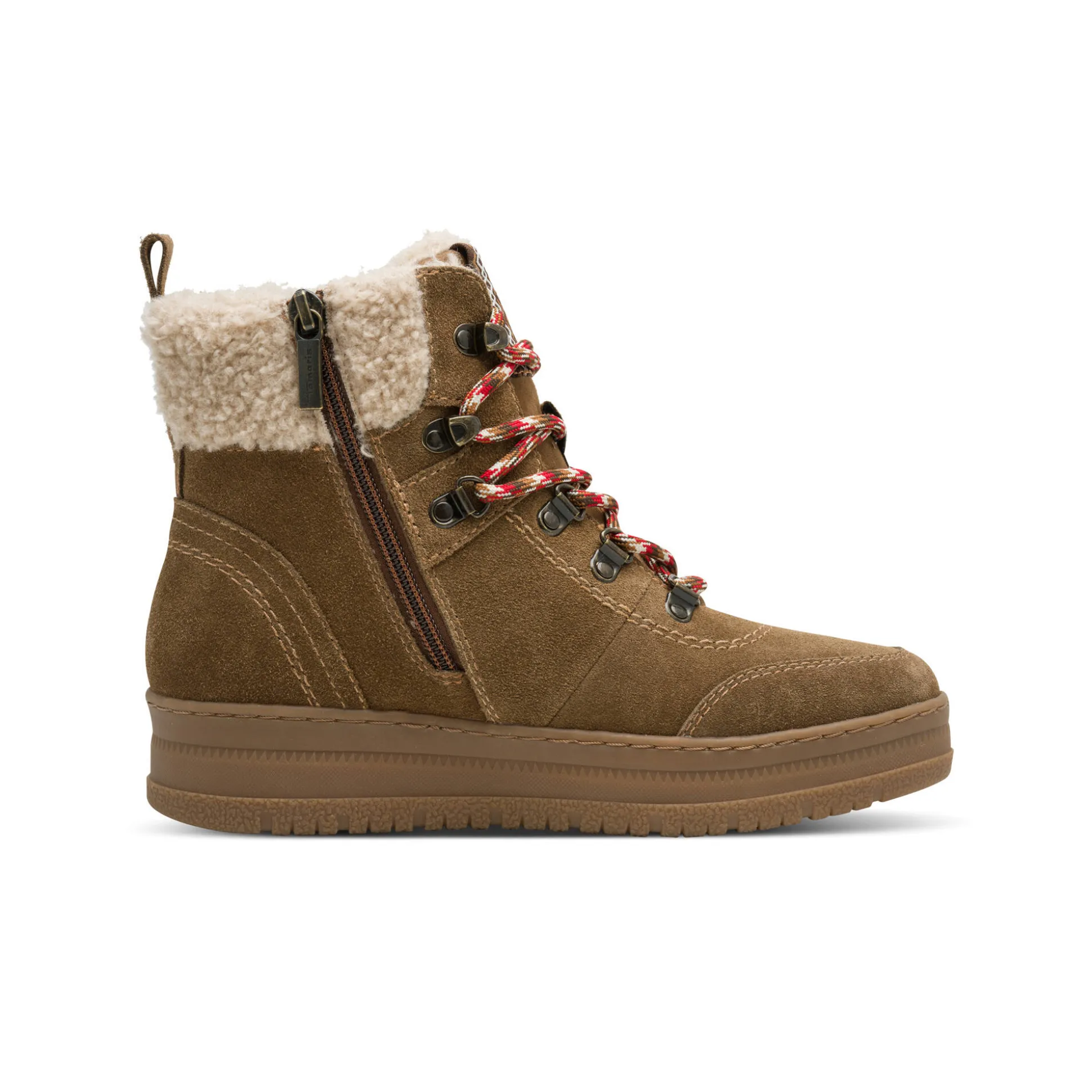 Leren boots met veters en comfortbreedte, karamelkleur
