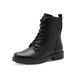 Leren boots met veters en comfortbreedte, zwart