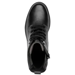 Leren boots met veters en comfortbreedte, zwart