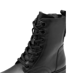 Leren boots met veters en comfortbreedte, zwart