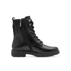 Leren boots met veters en comfortbreedte, zwart