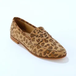 Leren mocassins met luipaardmotief