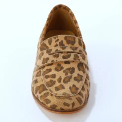 Leren mocassins met luipaardmotief