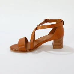 Leren sandalen met hak