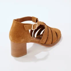 Leren sandalen met hak