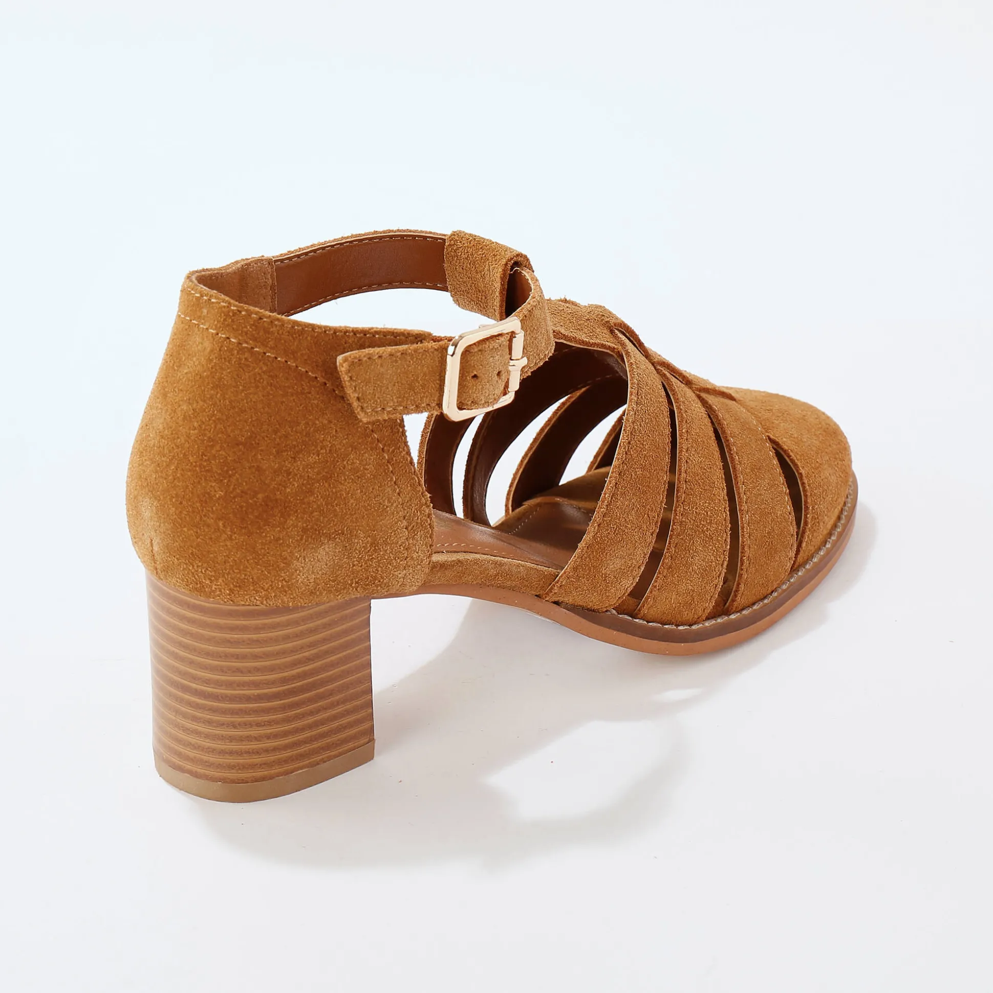 Leren sandalen met hak