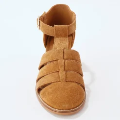 Leren sandalen met hak