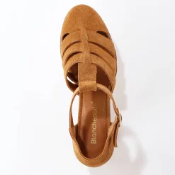 Leren sandalen met hak
