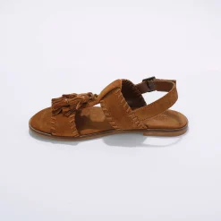 Leren sandalen met pompons