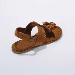 Leren sandalen met pompons