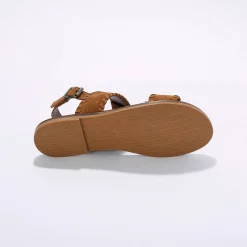 Leren sandalen met pompons