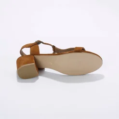 Leren sandalen met riempjes en hak, LWG-gecertificeerd
