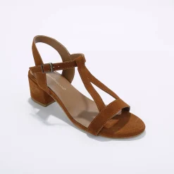 Leren sandalen met riempjes en hak, LWG-gecertificeerd