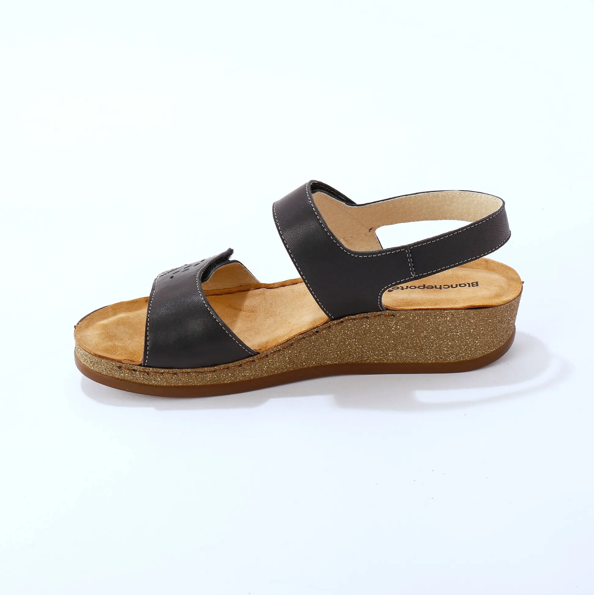 Leren sandalen met scratchsluiting, comfortbreedte