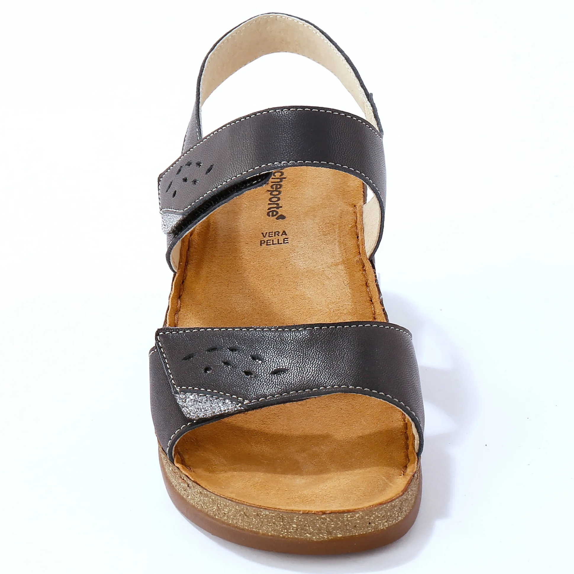 Leren sandalen met scratchsluiting, comfortbreedte