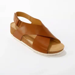 Leren sandalen met sleehak en riempjes