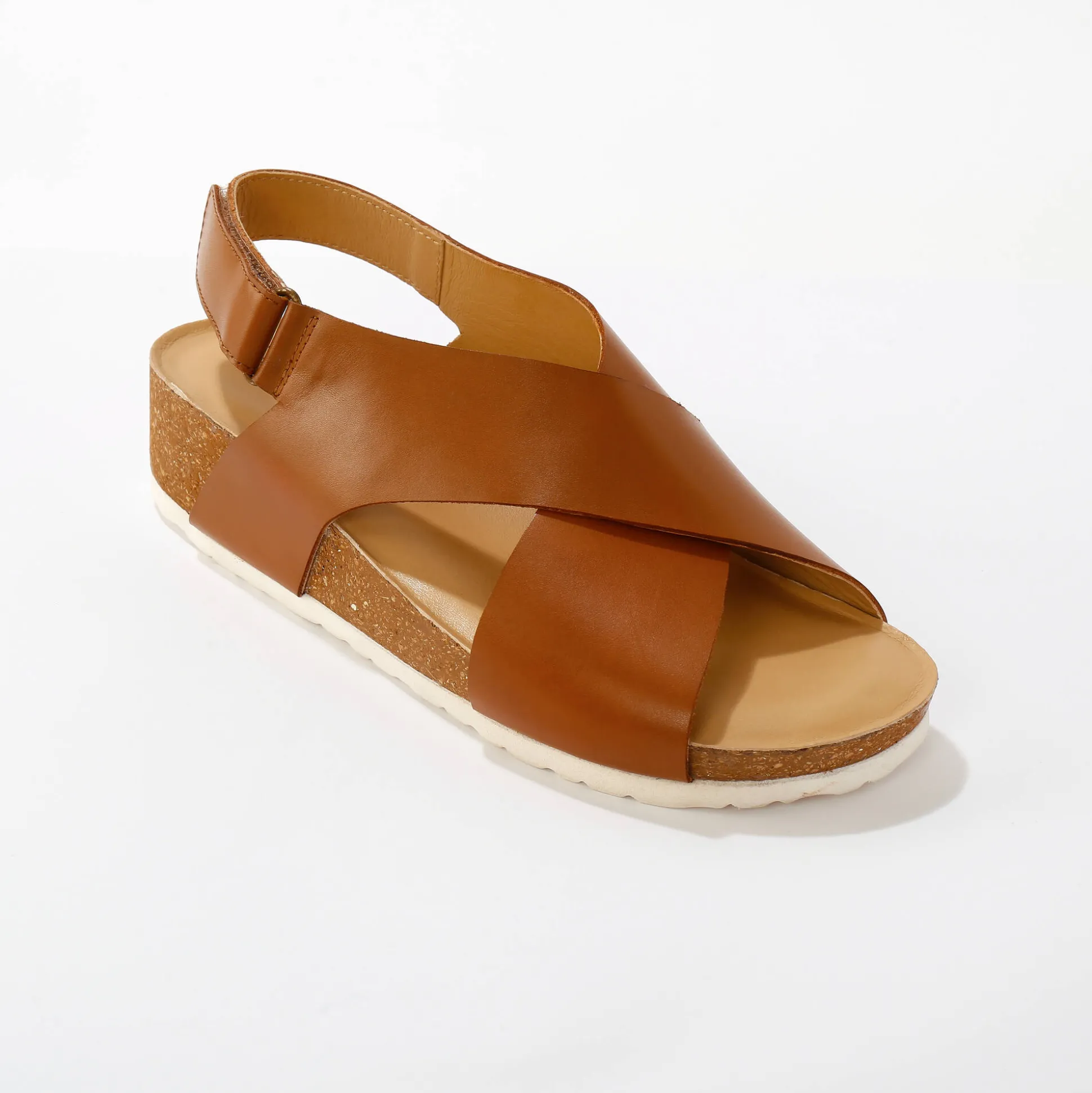 Leren sandalen met sleehak en riempjes