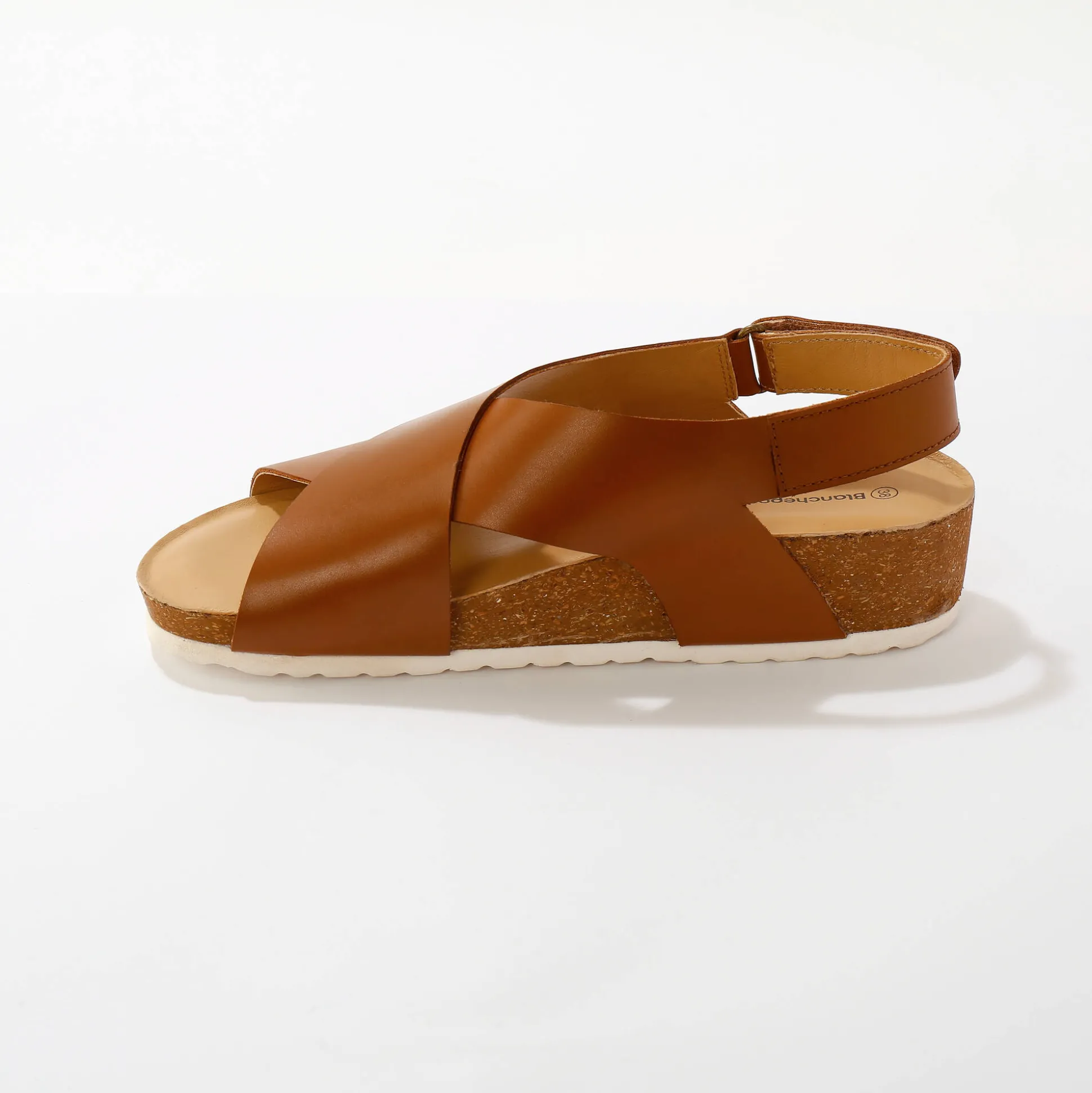 Leren sandalen met sleehak en riempjes