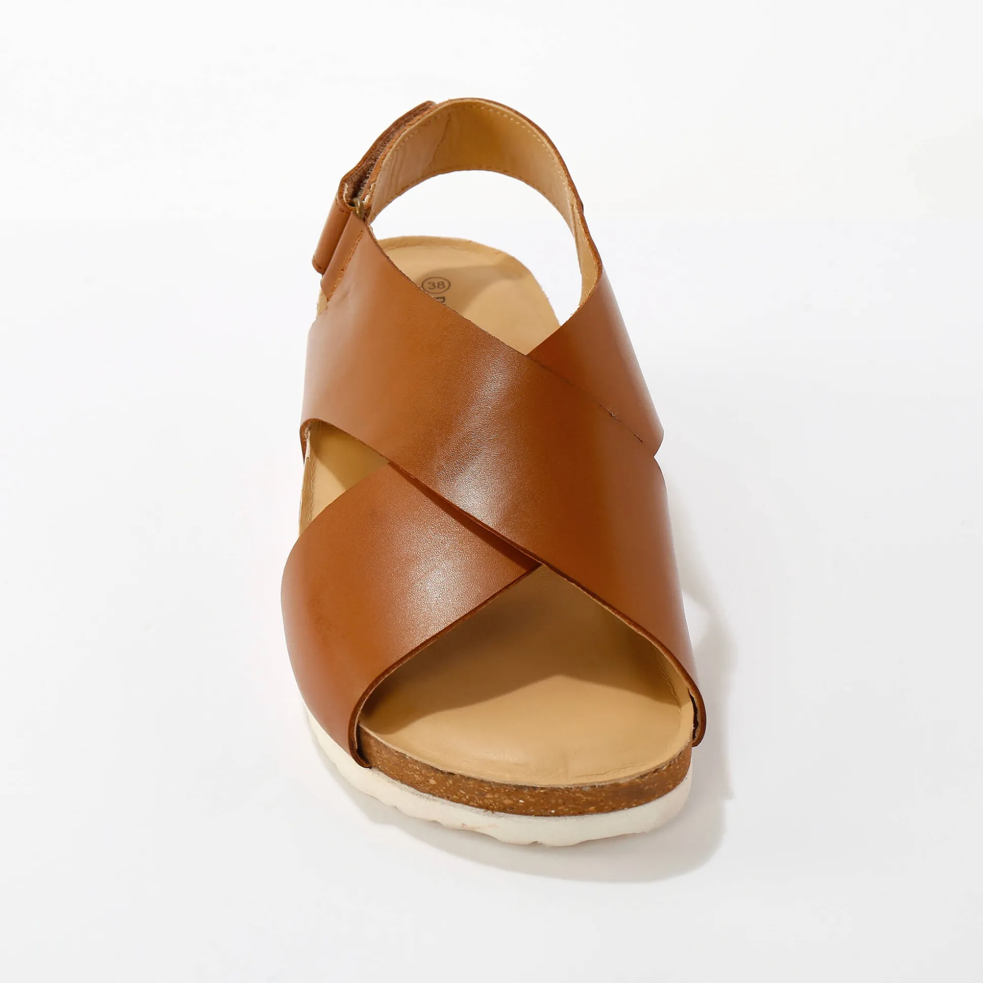 Leren sandalen met sleehak en riempjes