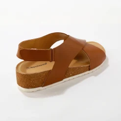 Leren sandalen met sleehak en riempjes
