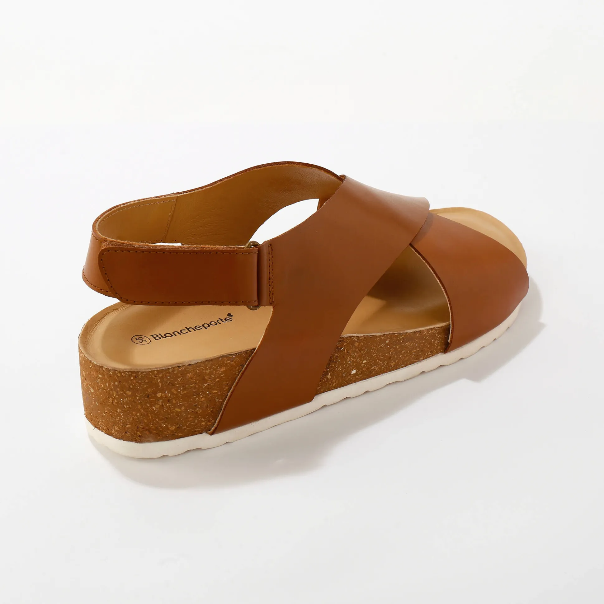 Leren sandalen met sleehak en riempjes