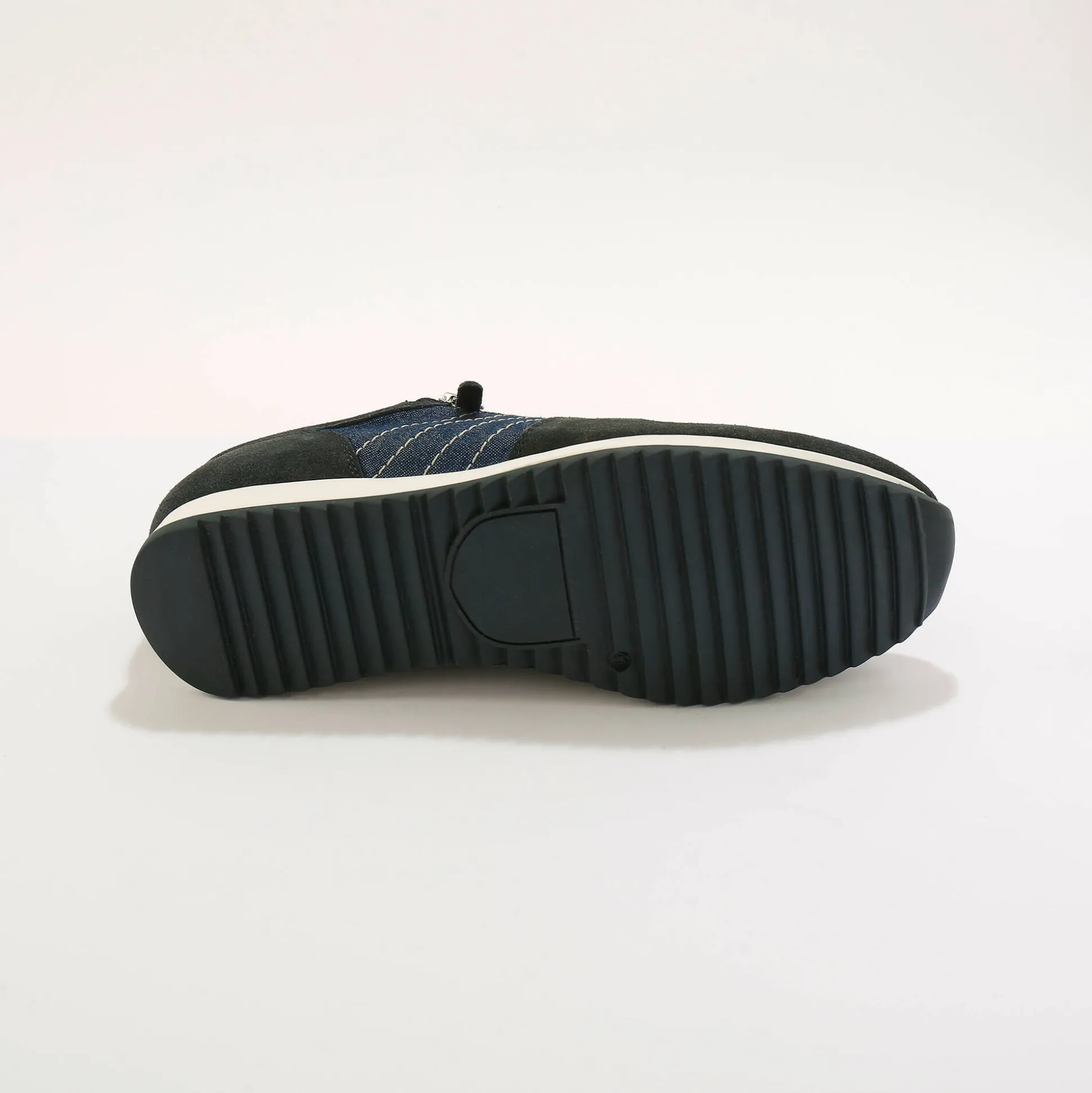 Leren sneakers in 2 materialen, veters en rits