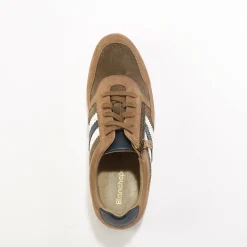 Leren sneakers in 2 materialen, met veters en rits