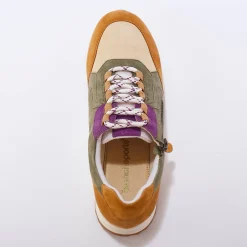 Leren sneakers met contrasterende fantasiepasjes
