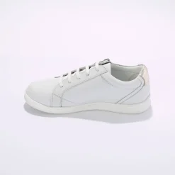 Leren sneakers met rits en bloemenborduursel