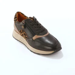 Leren sneakers met rits en veters