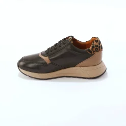 Leren sneakers met rits en veters