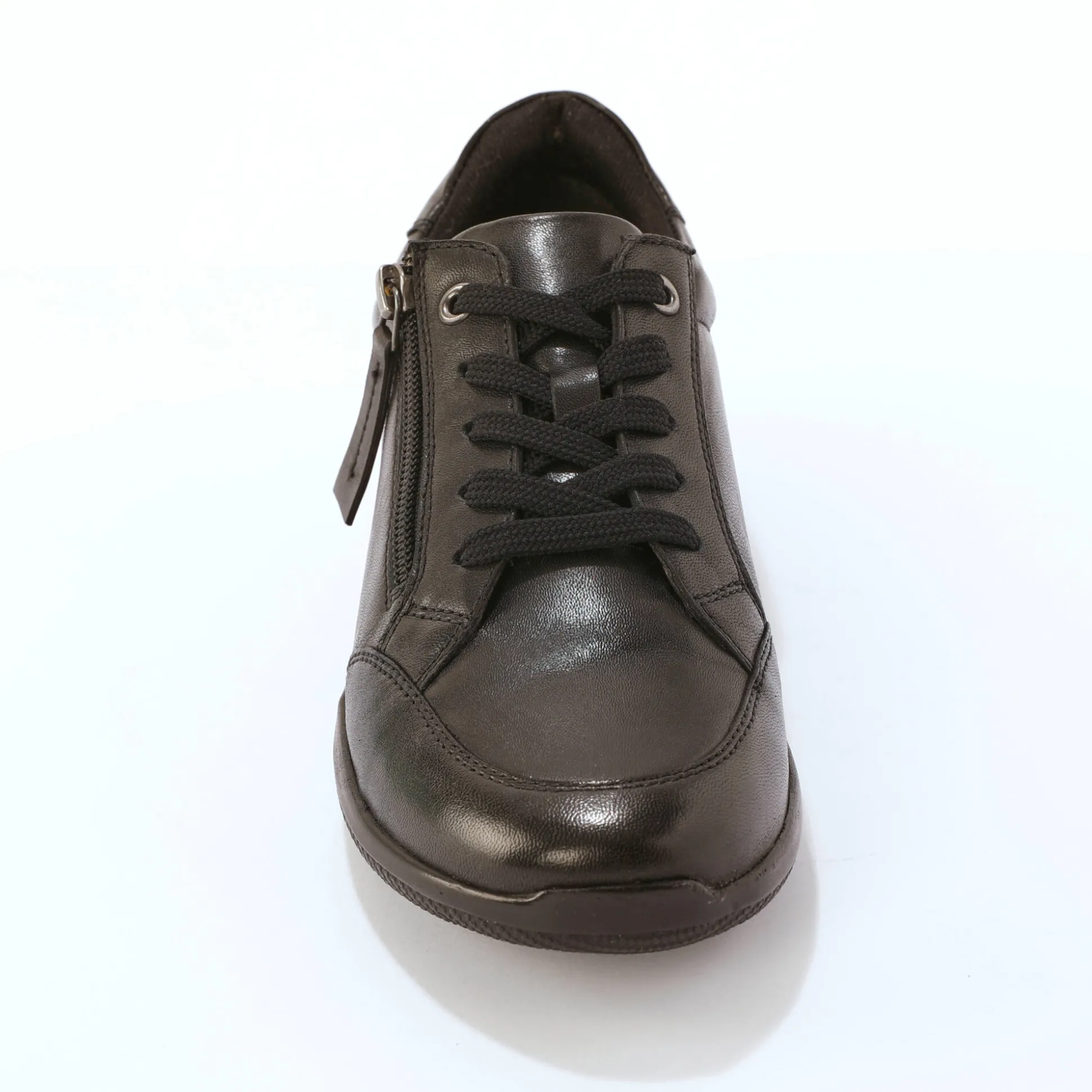 Leren sneakers met rits en veters