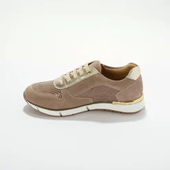 Leren sneakers met rits en veters
