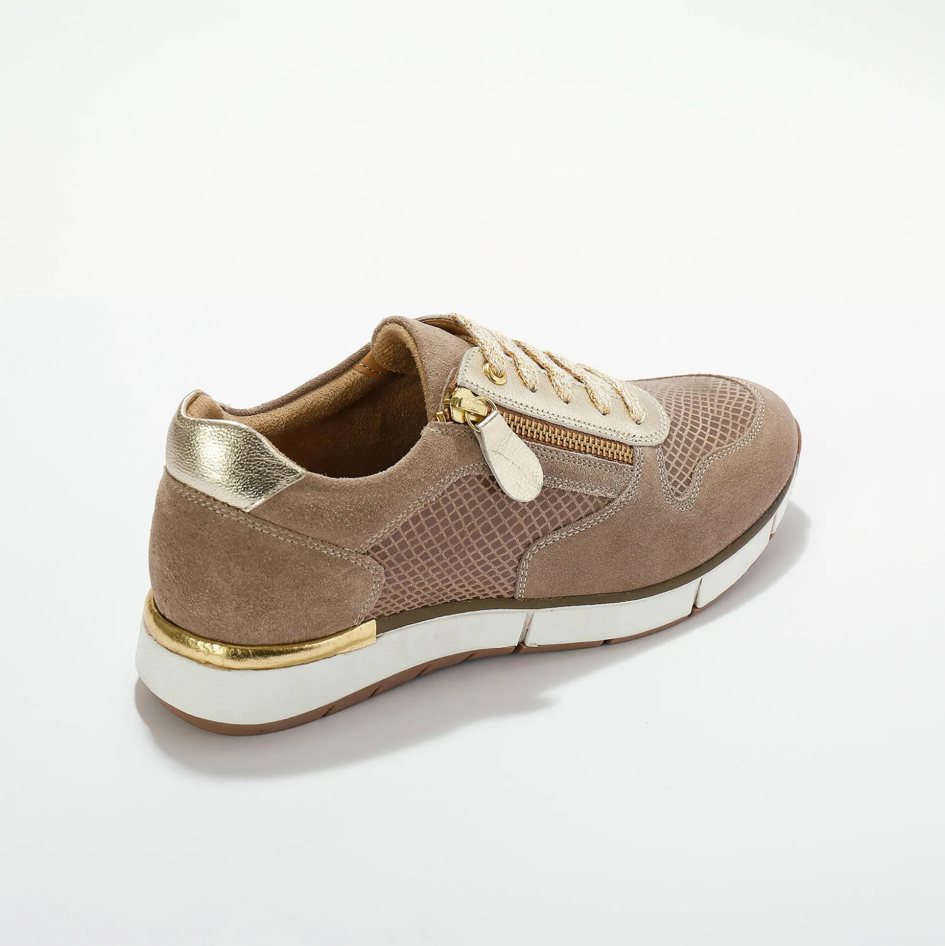 Leren sneakers met rits en veters