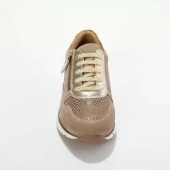 Leren sneakers met rits en veters