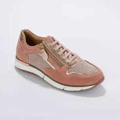 Leren sneakers met rits en veters