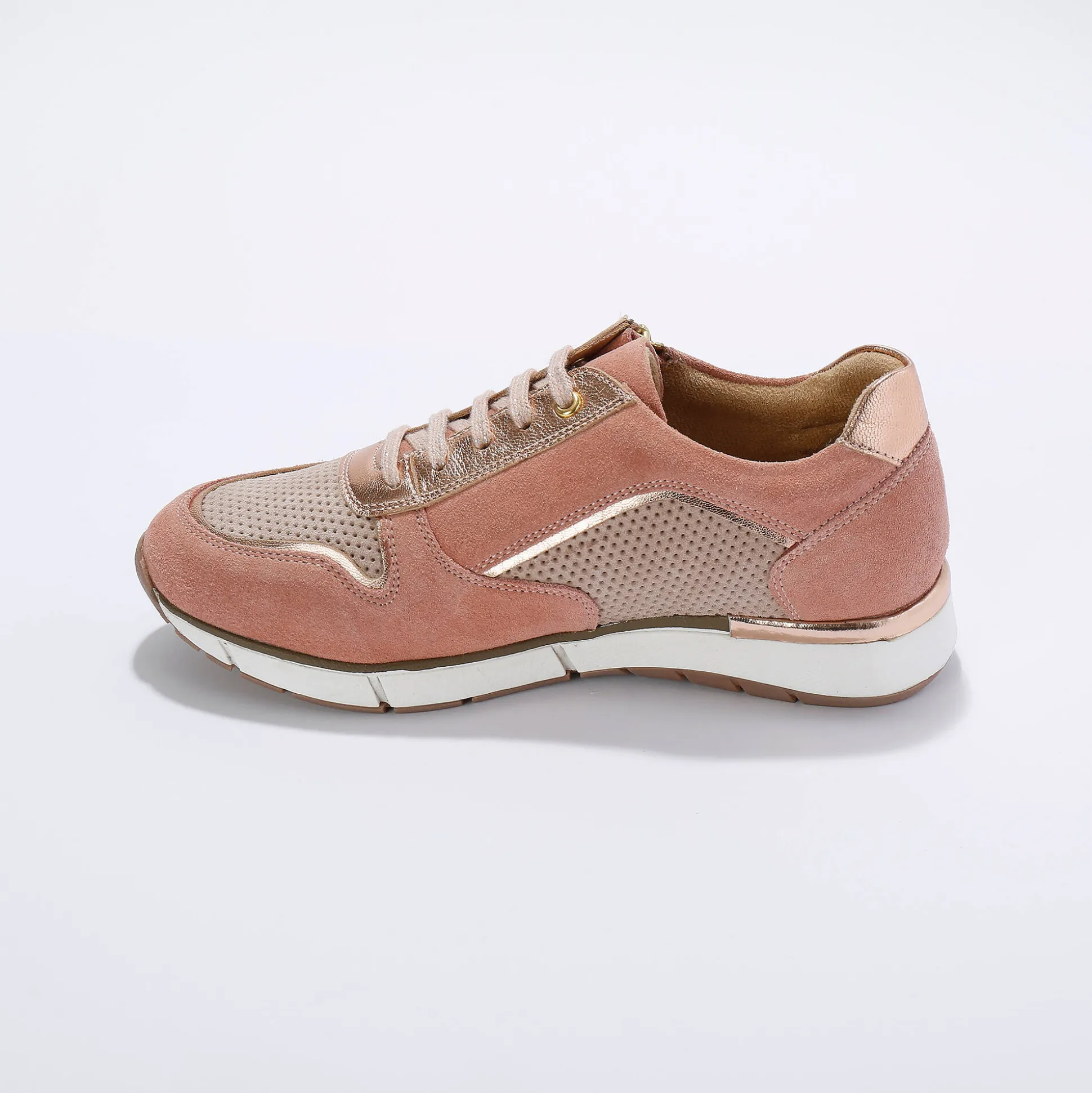 Leren sneakers met rits en veters