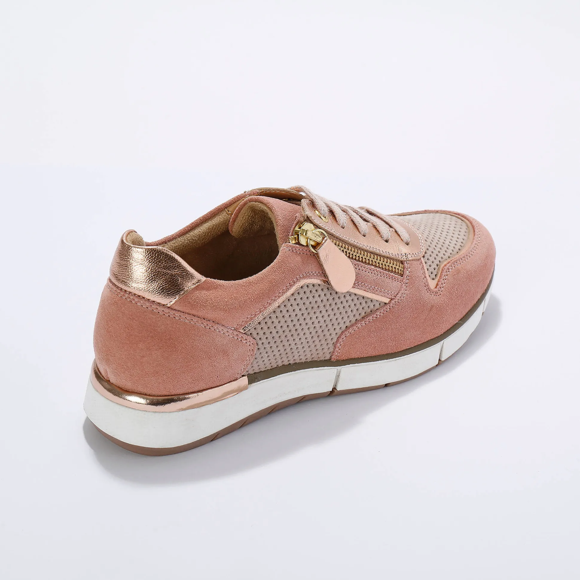 Leren sneakers met rits en veters