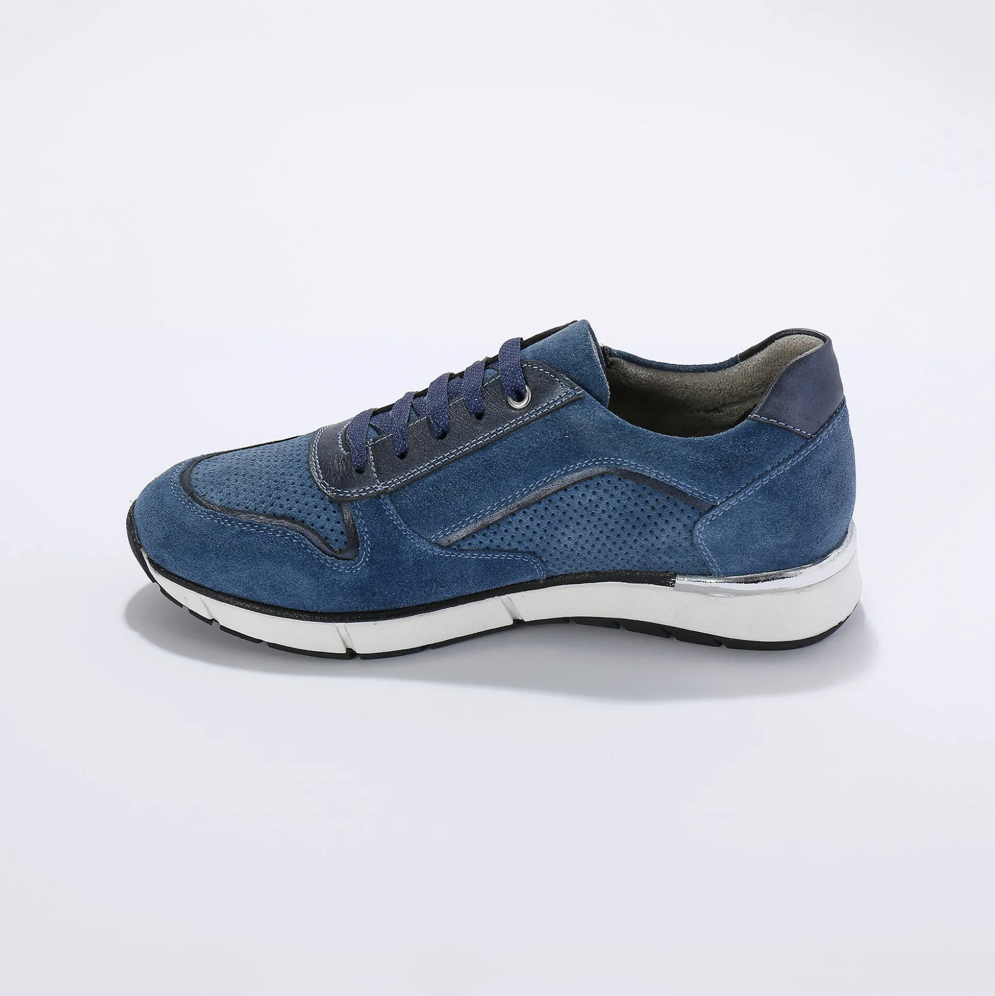 Leren sneakers met rits en veters