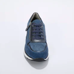 Leren sneakers met rits en veters