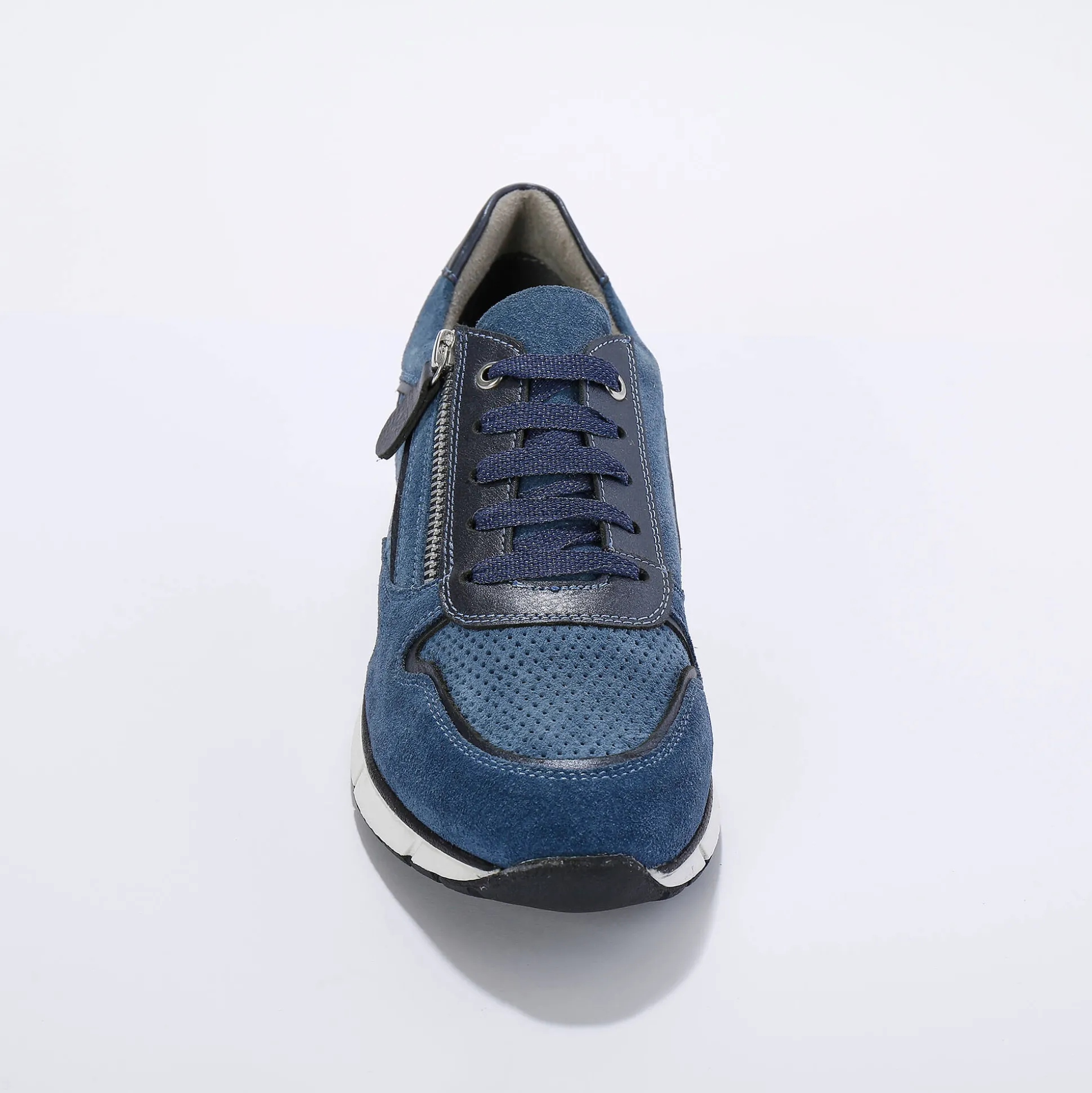 Leren sneakers met rits en veters