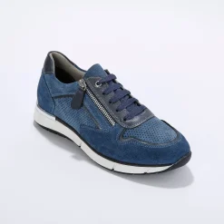 Leren sneakers met rits en veters