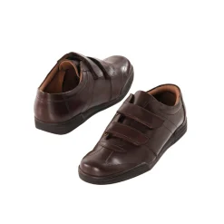 Leren sneakers met scratchsluiting