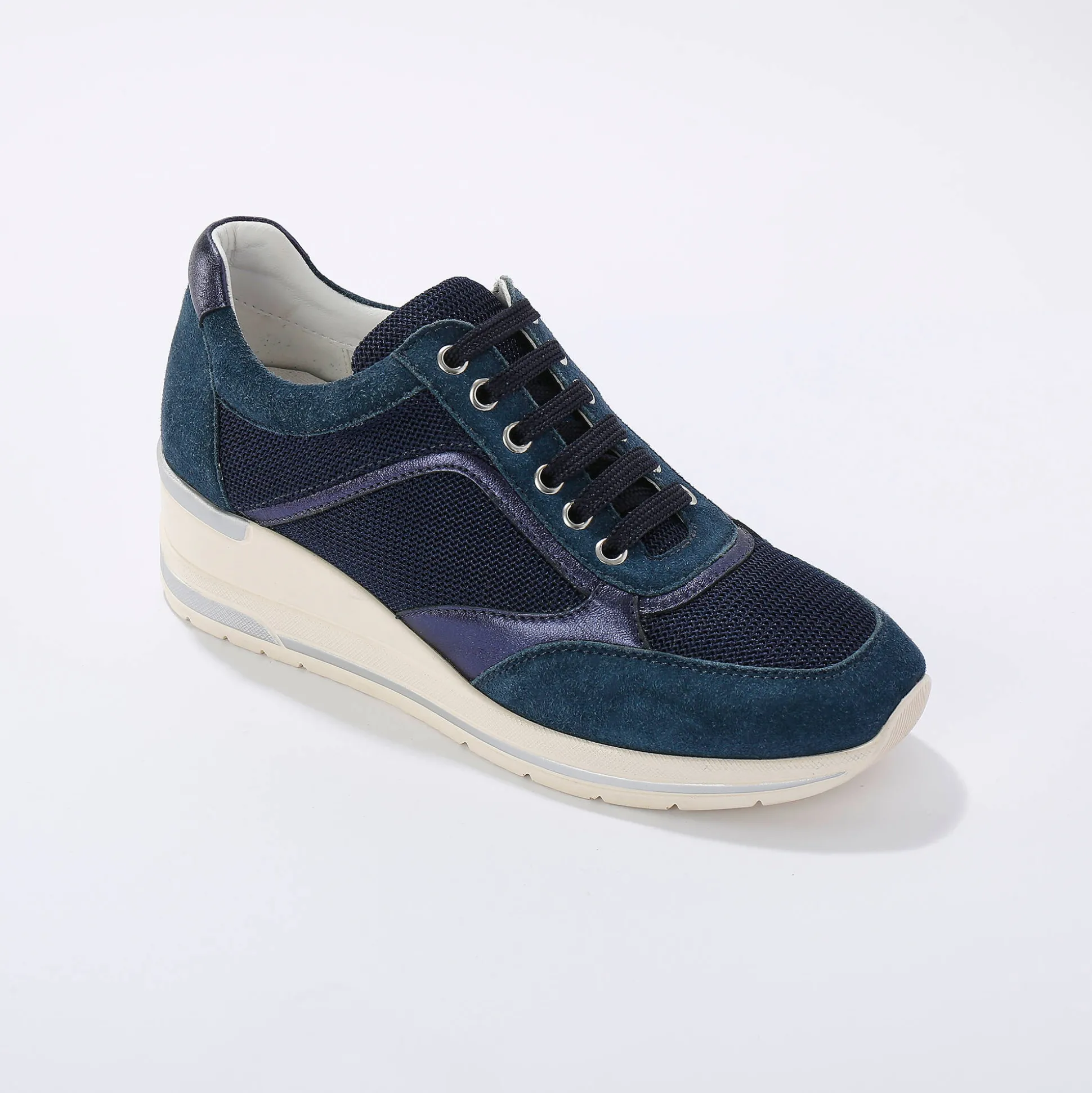 Leren sneakers met sleehak, LWG-gecertificeerd