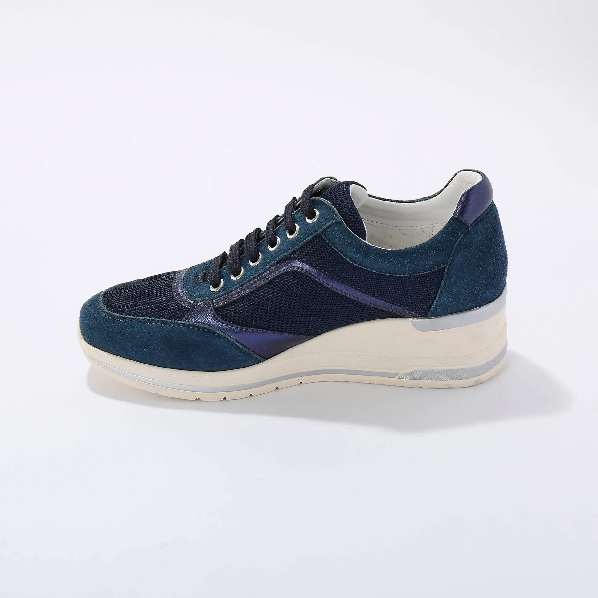 Leren sneakers met sleehak, LWG-gecertificeerd