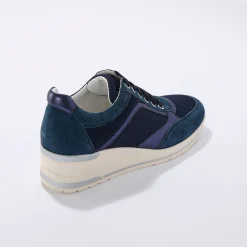 Leren sneakers met sleehak, LWG-gecertificeerd