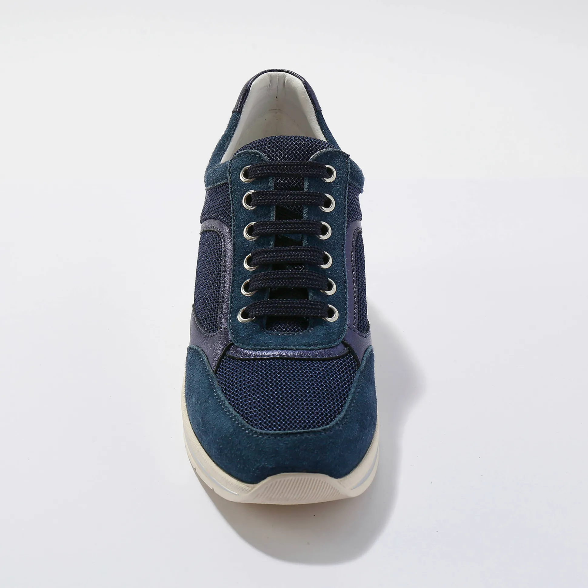 Leren sneakers met sleehak, LWG-gecertificeerd