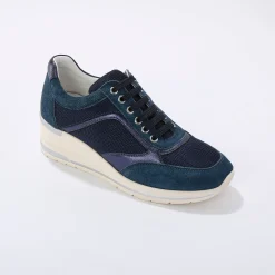 Leren sneakers met sleehak, LWG-gecertificeerd