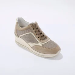 Leren sneakers met sleehak, LWG-gecertificeerd